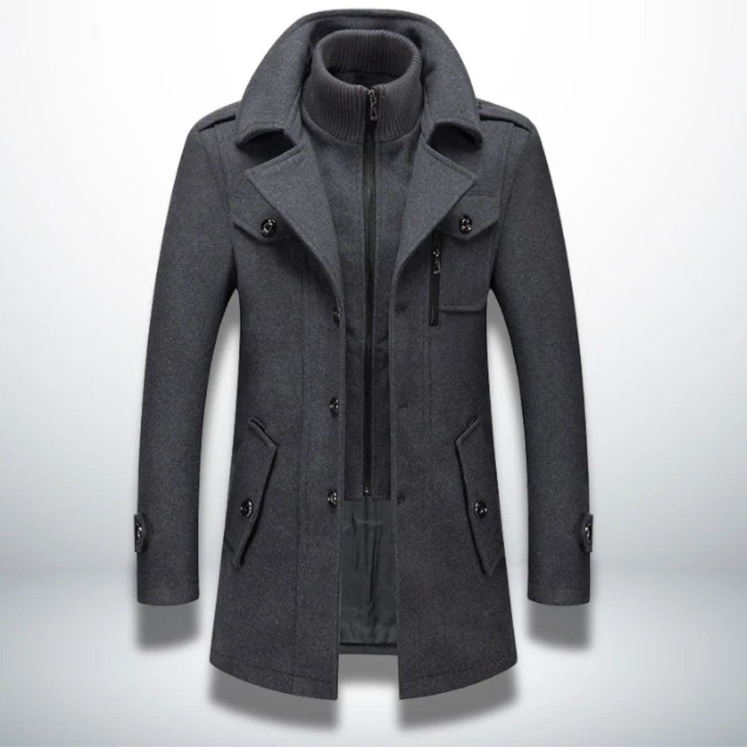 Men's smart-casual coat featuring a button closure and classic tailored fit, perfect for versatile styling in both formal and casual settings. 3