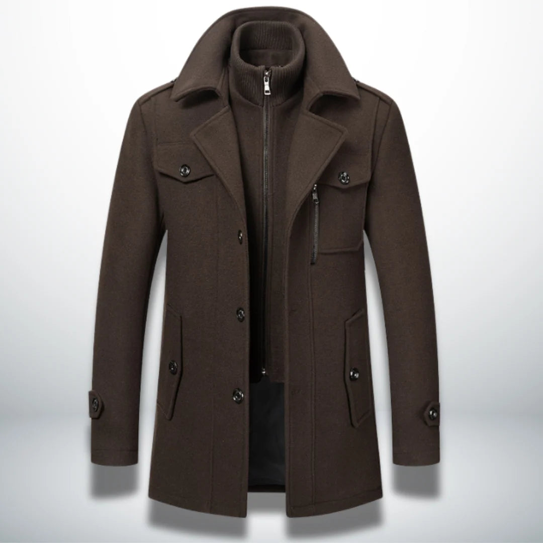 Men's smart-casual coat featuring a button closure and classic tailored fit, perfect for versatile styling in both formal and casual settings. 4