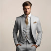 Men's three-piece suit set featuring a tailored fit, designed for lightweight comfort in spring, ideal for weddings and groomsmen. 2