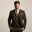 Men's three-piece suit set featuring a tailored fit, designed for lightweight comfort in spring, ideal for weddings and groomsmen. 3
