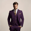 Men's three-piece suit set featuring a tailored fit, designed for lightweight comfort in spring, ideal for weddings and groomsmen. 5
