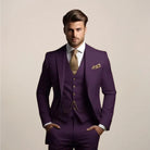 Men's three-piece suit set featuring a tailored fit, designed for lightweight comfort in spring, ideal for weddings and groomsmen. 5