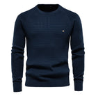 Men's textured sweater with long sleeves, perfect for warm casual winter style, showcasing a stylish knit design. 0