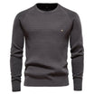 Men's textured sweater with long sleeves, perfect for warm casual winter style, showcasing a stylish knit design. 2