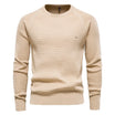 Men's textured sweater with long sleeves, perfect for warm casual winter style, showcasing a stylish knit design. 3