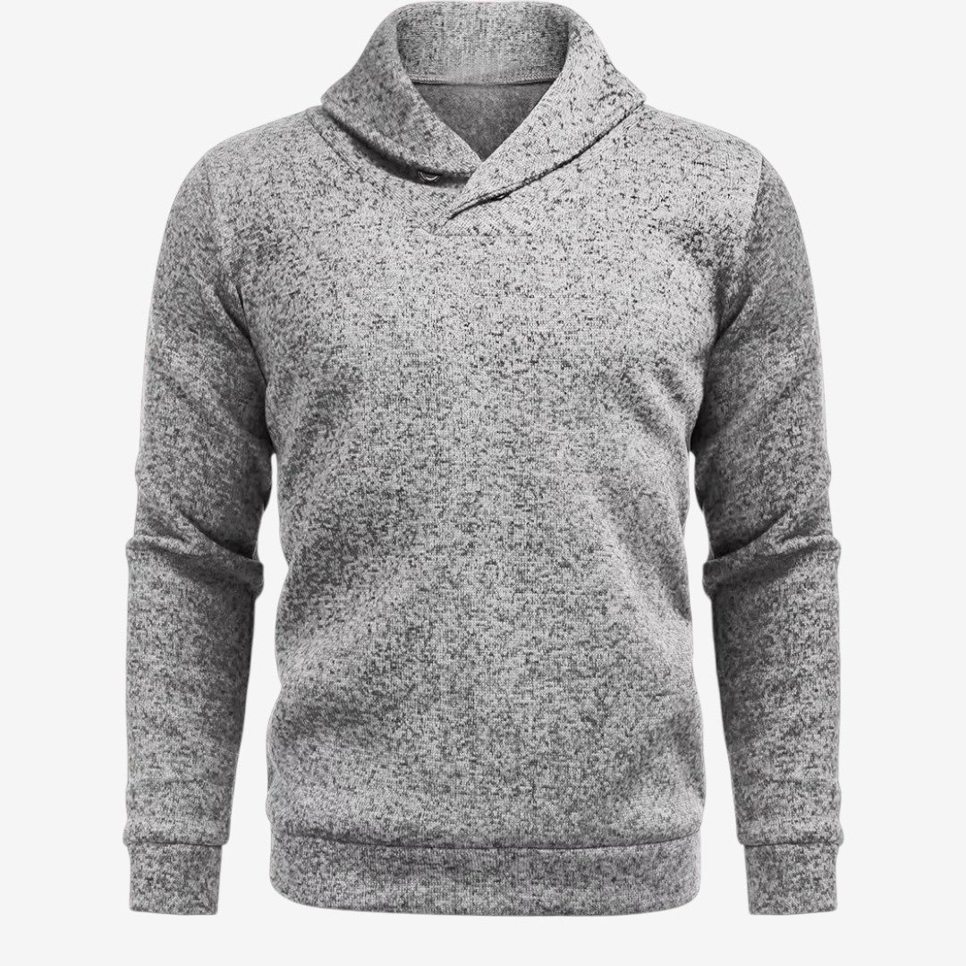 Men's lightweight sweatshirt featuring breathable fabric, mock neck button collar, and versatile design, perfect for casual and active wear. 4