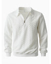 Men's cotton blend sweatshirt featuring a half-zip closure and lapel collar, designed for a regular fit, perfect for spring and autumn wear. 0