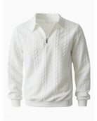 Men's cotton blend sweatshirt featuring a half-zip closure and lapel collar, designed for a regular fit, perfect for spring and autumn wear. 0