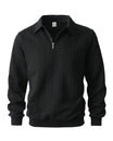 Men's cotton blend sweatshirt featuring a half-zip closure and lapel collar, designed for a regular fit, perfect for spring and autumn wear. 3