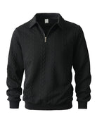Men's cotton blend sweatshirt featuring a half-zip closure and lapel collar, designed for a regular fit, perfect for spring and autumn wear. 3