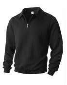 Men's cotton blend sweatshirt featuring a half-zip closure and lapel collar, designed for a regular fit, perfect for spring and autumn wear. 4