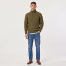 Men's turtleneck sweater featuring a raised diamond cable pattern, crafted from medium-gauge knit fabric for a comfortable regular fit, and finished with rib 4
