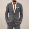Men's two-piece single-breasted suit set in tailored fit, perfect for fall and winter, featuring a stylish jacket and matching trousers in a classic 0