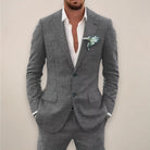 Men's two-piece single-breasted suit set in tailored fit, perfect for fall and winter, featuring a stylish jacket and matching trousers in a classic 0