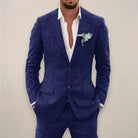 Men's two-piece single-breasted suit set in tailored fit, perfect for fall and winter, featuring a stylish jacket and matching trousers in a classic 1