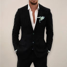 Men's two-piece single-breasted suit set in tailored fit, perfect for fall and winter, featuring a stylish jacket and matching trousers in a classic 2
