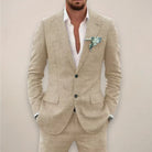 Men's two-piece single-breasted suit set in tailored fit, perfect for fall and winter, featuring a stylish jacket and matching trousers in a classic 3