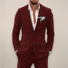 Men's two-piece single-breasted suit set in tailored fit, perfect for fall and winter, featuring a stylish jacket and matching trousers in a classic 5