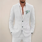 Men's two-piece single-breasted suit set in tailored fit, perfect for fall and winter, featuring a stylish jacket and matching trousers in a classic 6