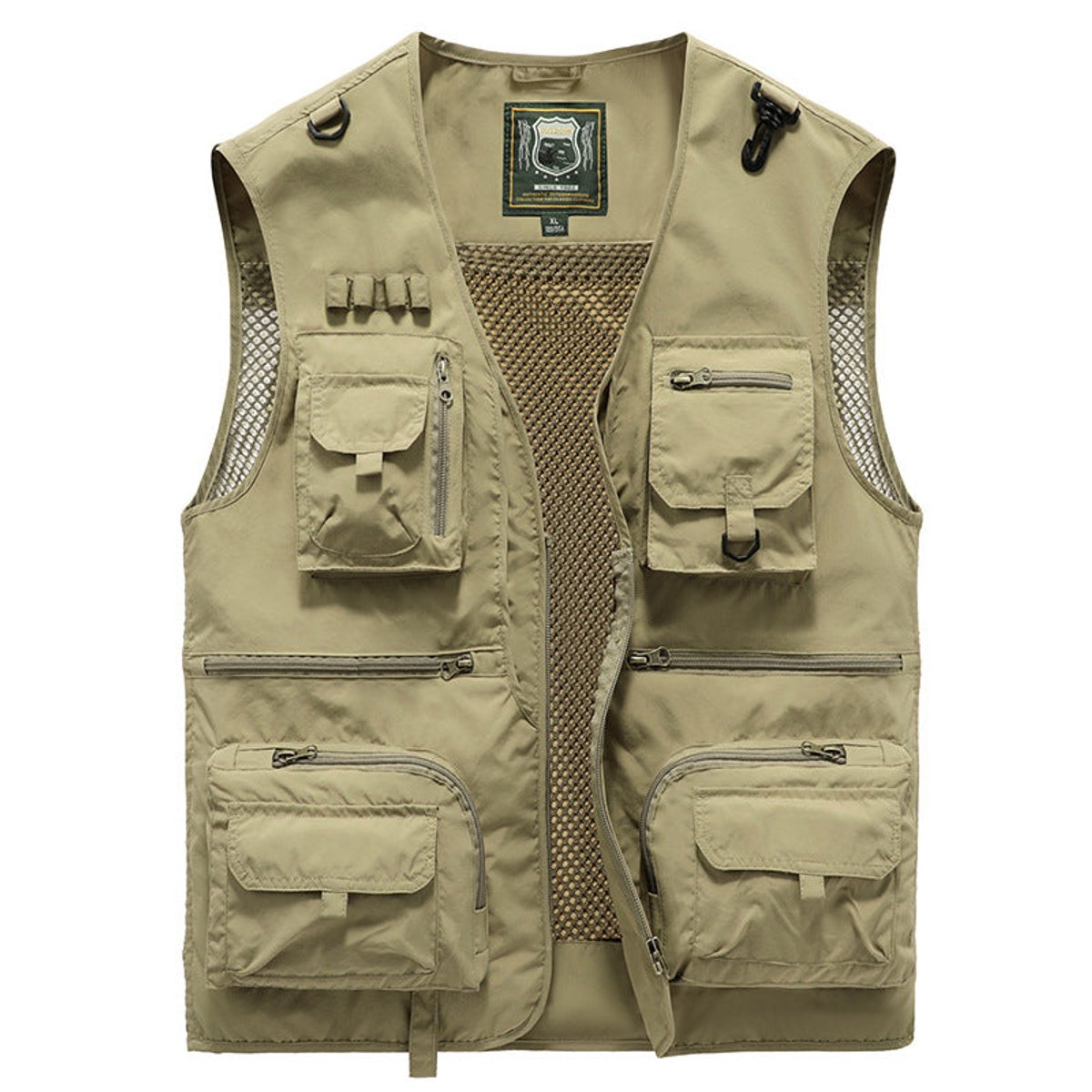 Men's lightweight polyester vest featuring a breathable mesh back and multi-pocket design, ideal for outdoor activities such as hiking, camping, and fishing. 5