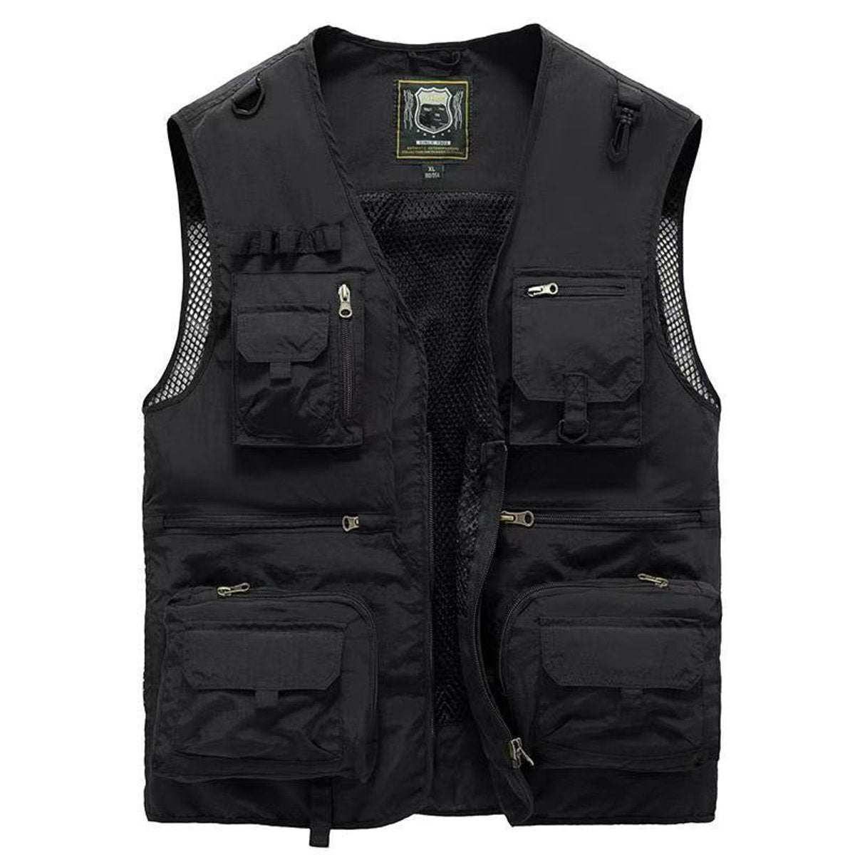 Men's lightweight polyester vest featuring a breathable mesh back and multi-pocket design, ideal for outdoor activities such as hiking, camping, and fishing. 6