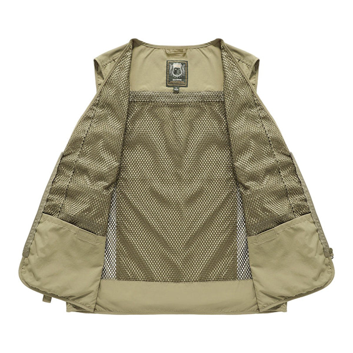 Men's lightweight polyester vest featuring a breathable mesh back and multi-pocket design, ideal for outdoor activities such as hiking, camping, and fishing. 8
