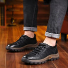 Men's waterproof leather shoes featuring orthopedic support and a slip-resistant sole, designed for durability and comfort in all weather conditions. 8