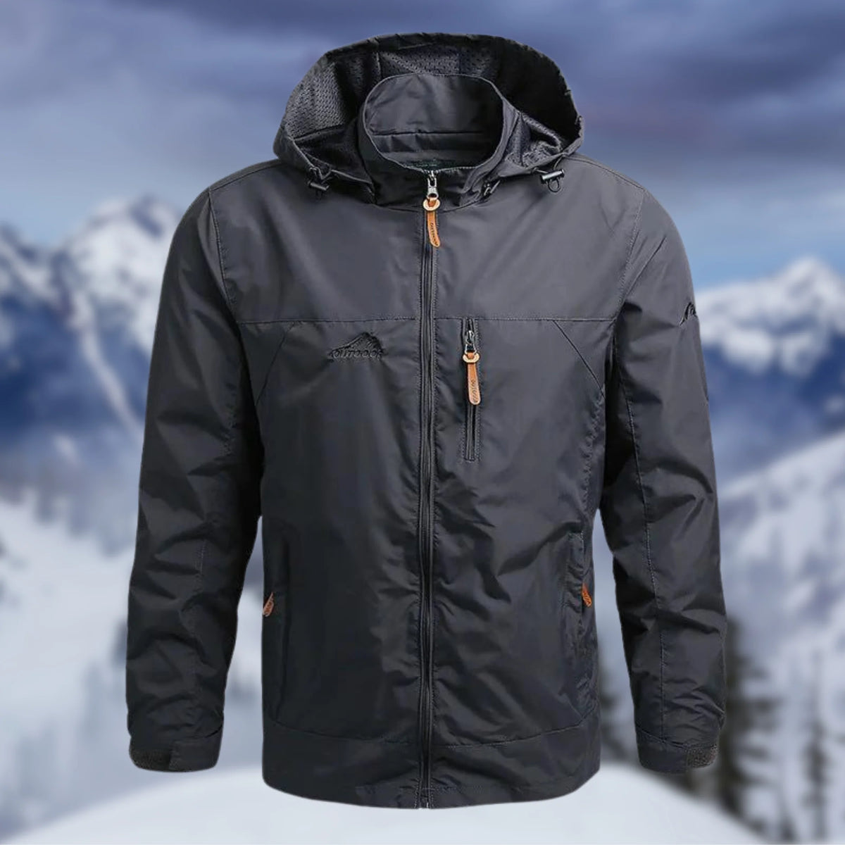 Men's waterproof rain jacket featuring an adjustable hood and windproof design, designed for a regular fit and easy zip-up closure. Perfect for outdoor activities in 3