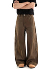 Men's wide-leg denim jeans featuring a retro curved design, designed for a loose fit, perfect for casual wear. 0
