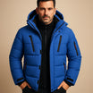 Men's winter jacket featuring a thick padded design and durable zipper, perfect for outdoor activities in cold weather. 0
