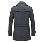 Men's wool blend overcoat featuring a stylish knit collar, designed for warmth and comfort in cold weather, perfect for winter outings. 3