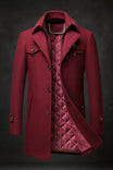 Men's wool overcoat featuring a quilted lining and double-layer collar, designed for warmth and style during winter. 2