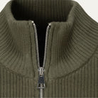 Men's zip-up cardigan featuring a mock neck design, crafted from soft stretch knit fabric, available in black and grey colors. 2