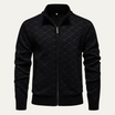 Men's black zip-up cardigan featuring a textured knit design, crafted from soft stretch fabric, with functional pockets for added convenience. 0