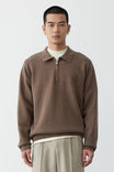 Men's sweatshirt featuring a polo collar, designed in a relaxed fit with a soft cotton blend for ultimate comfort, perfect for casual outings. 1