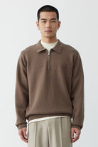 Men's sweatshirt featuring a polo collar, designed in a relaxed fit with a soft cotton blend for ultimate comfort, perfect for casual outings. 1