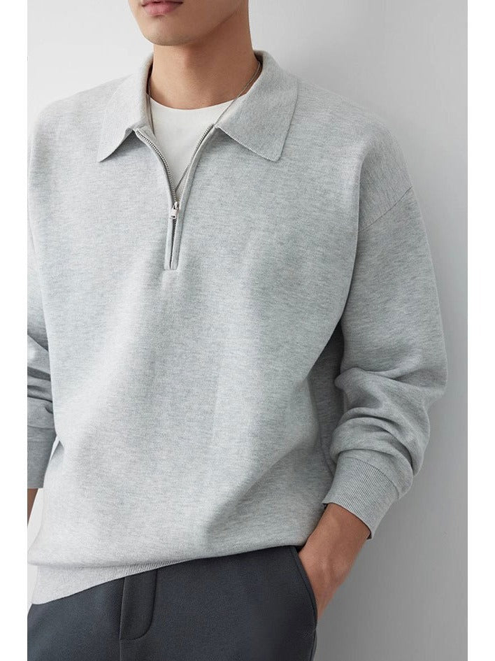 Men's sweatshirt featuring a polo collar, designed in a relaxed fit with a soft cotton blend for ultimate comfort, perfect for casual outings. 4