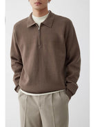Men's sweatshirt featuring a polo collar, designed in a relaxed fit with a soft cotton blend for ultimate comfort, perfect for casual outings. 7