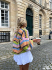 Multicolor cardigan for women featuring a relaxed fit, made from soft plush fabric, perfect for cozy layering in any season. 4