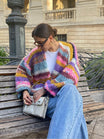 Multicolor cardigan for women featuring a relaxed fit, made from soft plush fabric, perfect for cozy layering in any season. 5