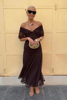 Off Shoulder Maxi Dress with Sculpted Bodice and Mermaid Silhouette – Elegant Formal Wear 2