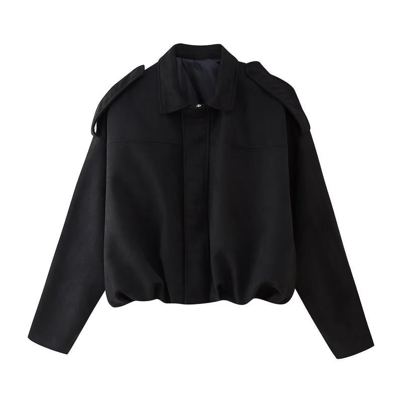 Oversized suede-style bomber jacket for women featuring a zip front and drop shoulders, perfect for casual fashion outerwear. 4