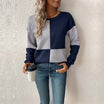 Relaxed sweatshirt featuring textured quilted fabric and a stylish color block check pattern, perfect for casual everyday wear. 2