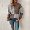 Relaxed sweatshirt featuring textured quilted fabric and a stylish color block check pattern, perfect for casual everyday wear. 3