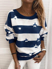 Striped sweatshirt featuring a star print, designed with a relaxed fit and made from soft jersey fabric, perfect for casual wear. 2
