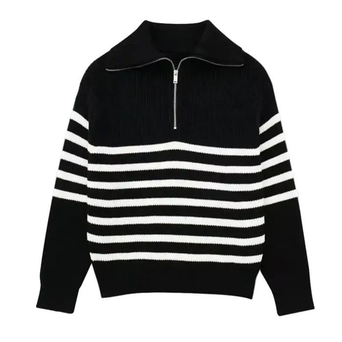 Unisex Half-Zip Jumper with Wide fold-over Collar