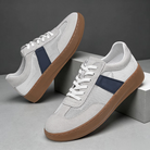 Unisex retro sneakers in cobalt blue featuring a breathable mesh upper and lightweight padded sole for comfort and style. 2