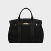 Vintage linen canvas tote bag featuring reinforced handles and a secure snap closure, designed for water resistance and ample space, perfect for everyday use. 6