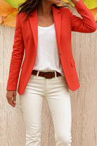 Elegant black women's blazer with tailored fit, perfect for office wear, available in plus size options. 2