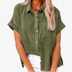 Lightweight white short sleeve women's blouse featuring a button-up front and classic collar, perfect for summer wear. 5